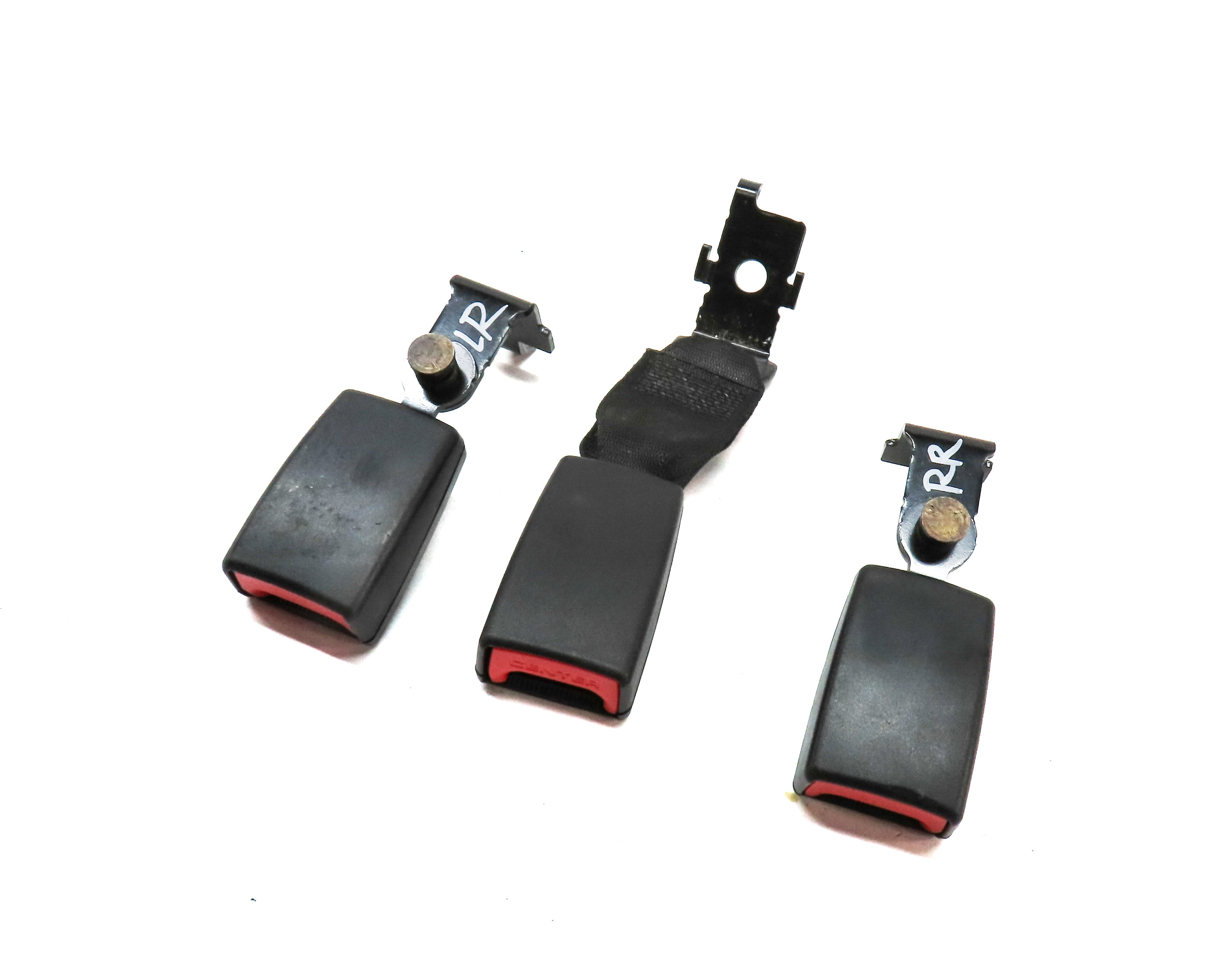 11 BMW X5 E70 REAR 2ND ROW LEFT/CENTER/RIGHT SEATBELT BUCKLE RECEIVER SET BLACK — exact item pictured